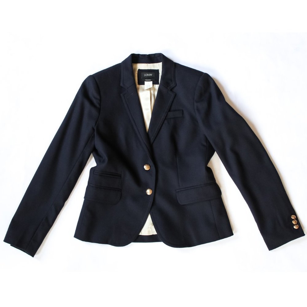 J Crew Women's Size 4 Navy Blue Schoolboy Blazer